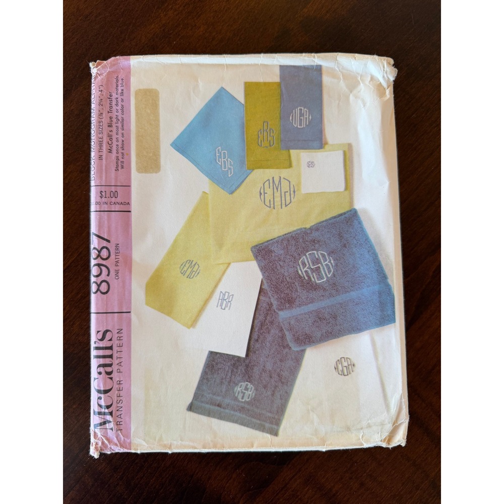 Vintage 1967 McCalls 8987 Block Monogram Alphabet Embroidery Transfer Pattern